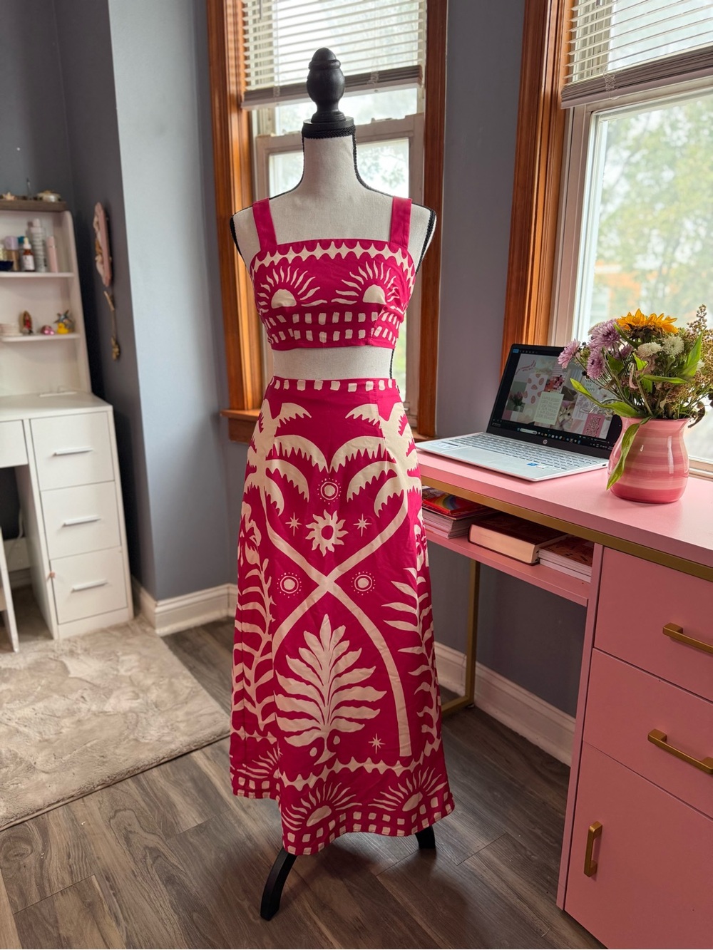 SHEIN Pink and White Floral  Set
 size XS